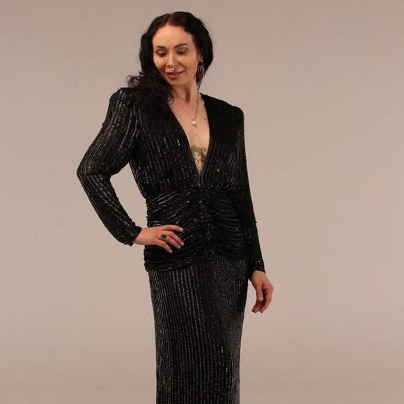 Custom Vintaged Beaded Gown - Picture 1 of 4